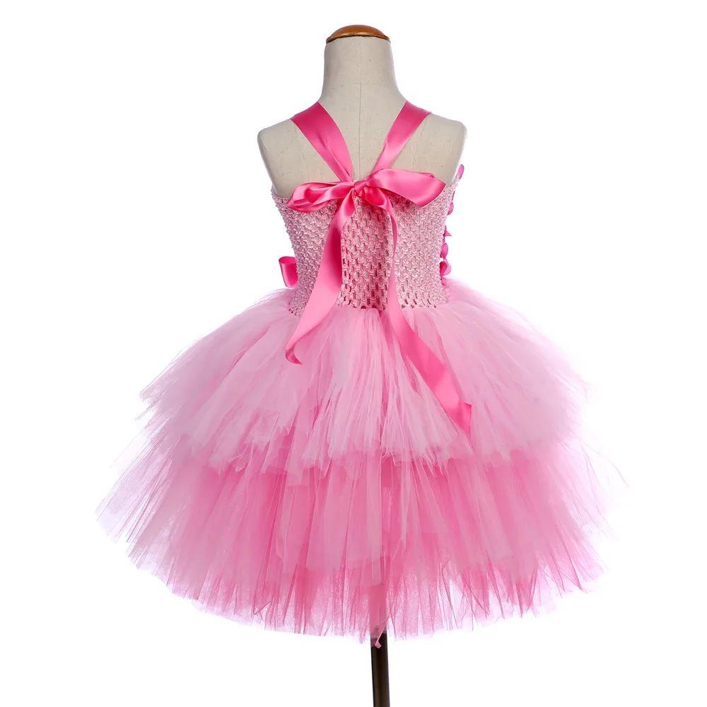 Платье-пачка для девочек с гортензией тюлевые платья до середины икры цветами