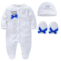 clothing sets toddler boys clothes rompers playsuits crown print jumpsuits baby hat gloves full sleeve onesies one piece lange