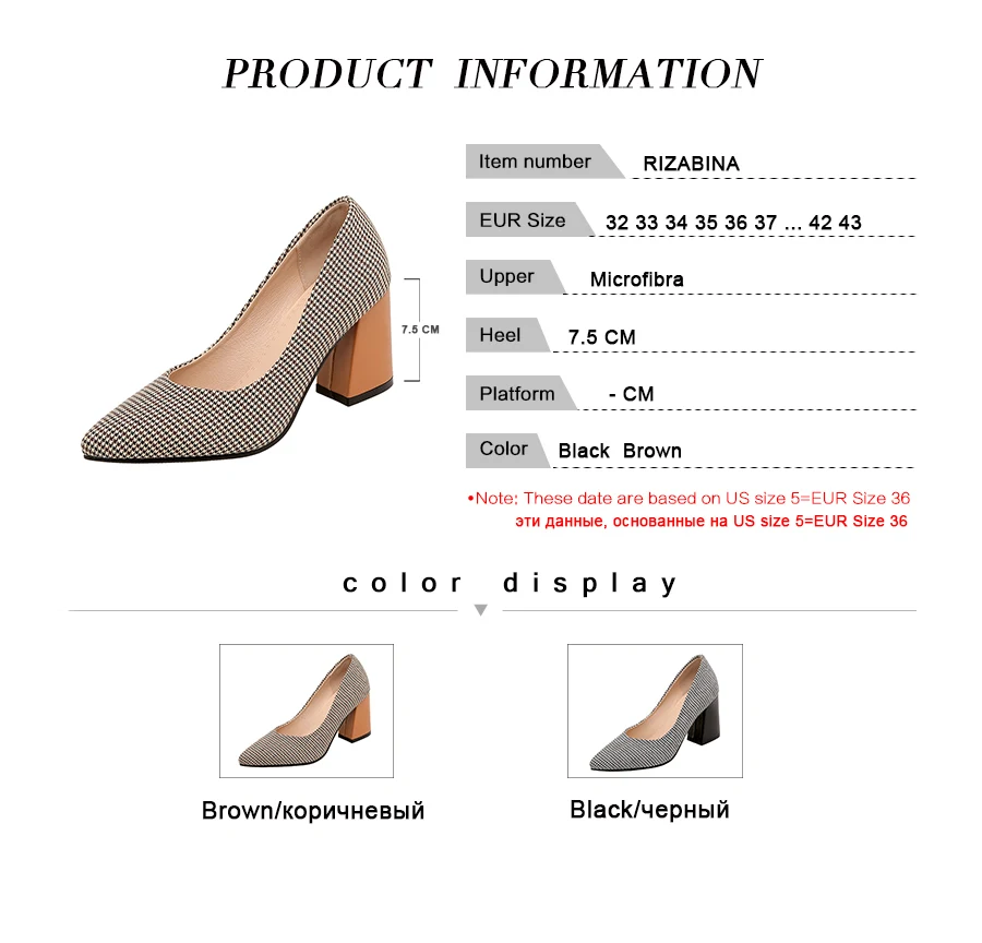 

RIZABINA Plus Size 32-43 High Heels Shoes For Women Sexy Pointed Toe Women Pumps Street Fashion 2021 Spring Party Lady Footwear