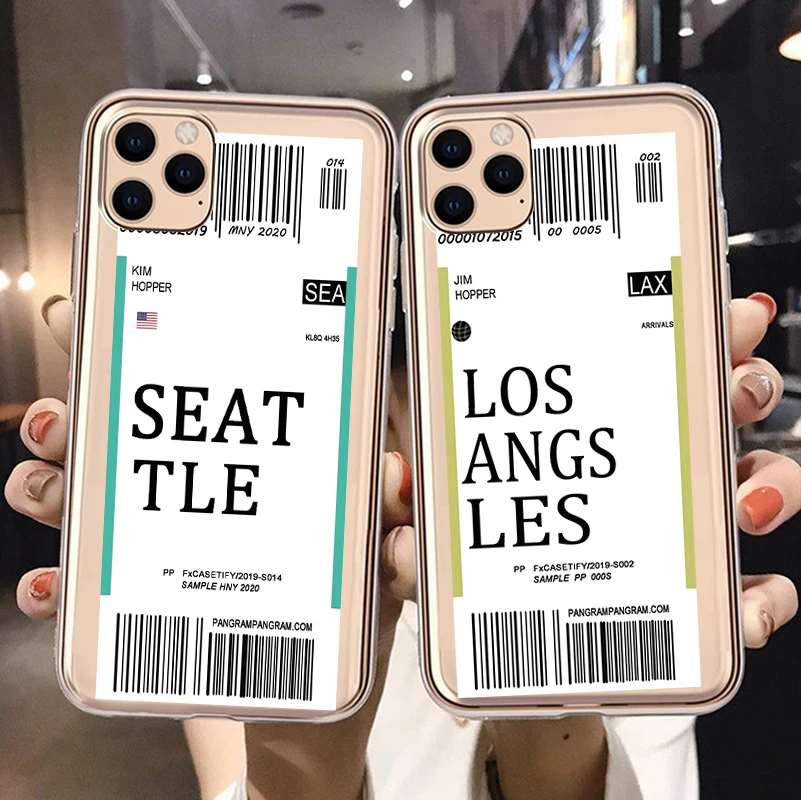 

Customize City Name Impact Baggage Tag Travel Passport Clear Phone Case Cover for iPhone 13 12 11 Pro XS XR Max 6s 8 7 Plus case