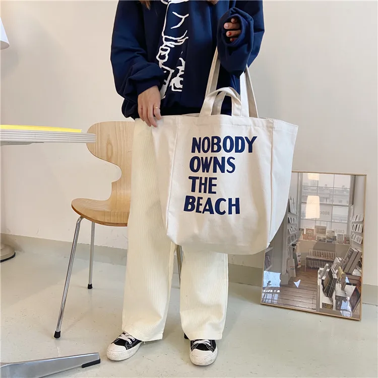 Новинка 2020 пляжные холщовые однотонные сумки через плечо с надписью