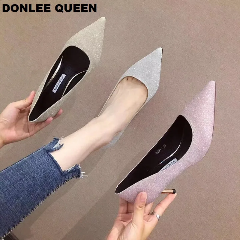 Модные туфли на тонком каблуке женские туфли-лодочки женская офисная обувь
