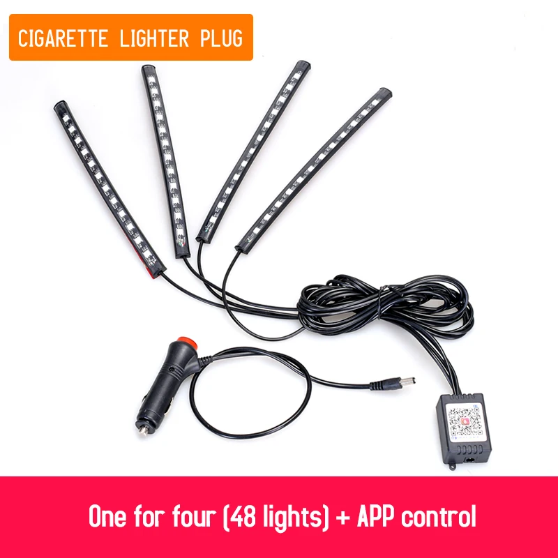 4x12 Cigar APP Светодиодная автомобильная лампа для ног окружающий светильник RGB usb app беспроводной Дистанционное управление музыкой автомобильный интерьерный декоративный неоновый атмосферный светильник s - Испускаемый цвет: 4x12 Cigar APP