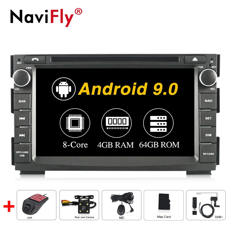 px5 NaviFly Android9.0 OctaCore 4 Гб ОЗУ 64 Гб ПЗУ 2din Автомобильная магнитола для KIA Venga Автомобильный мультимедийный плеер gps dvd-плеер wifi DVR - Цвет: px5