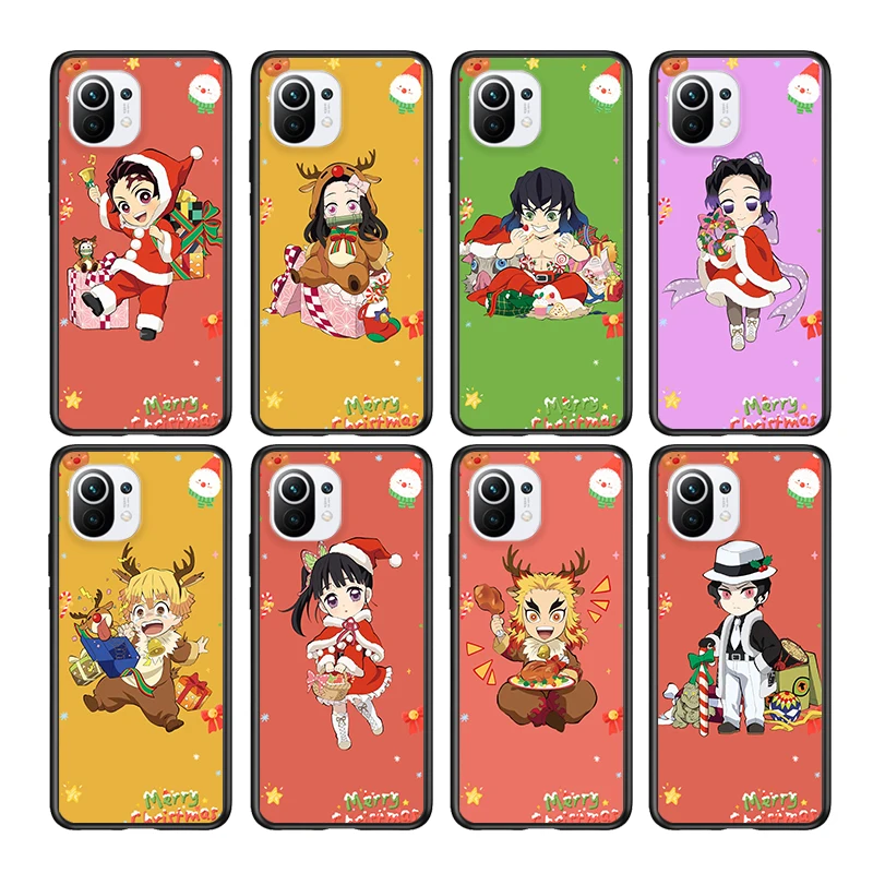 

Christmas Demon Slayer for Xiaomi Mi 11T 10T 11 10 Ultra Lite Note10 9 9T SE 8 Pro A3 5G Silicone Black Phone Case Cover