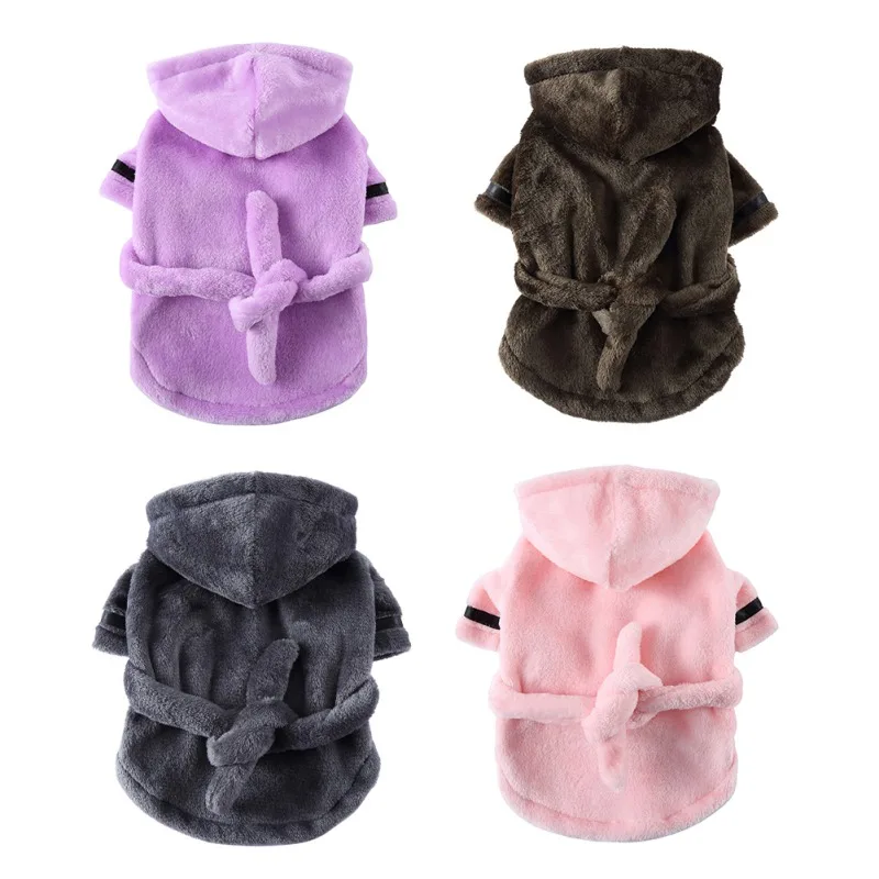 

Pet Hooded Bathrobe Soft Plush Dogs Bath Drying Towel Clothes Super Absorbent Bath Towel Pet Pajamas for Small Medium Dogs