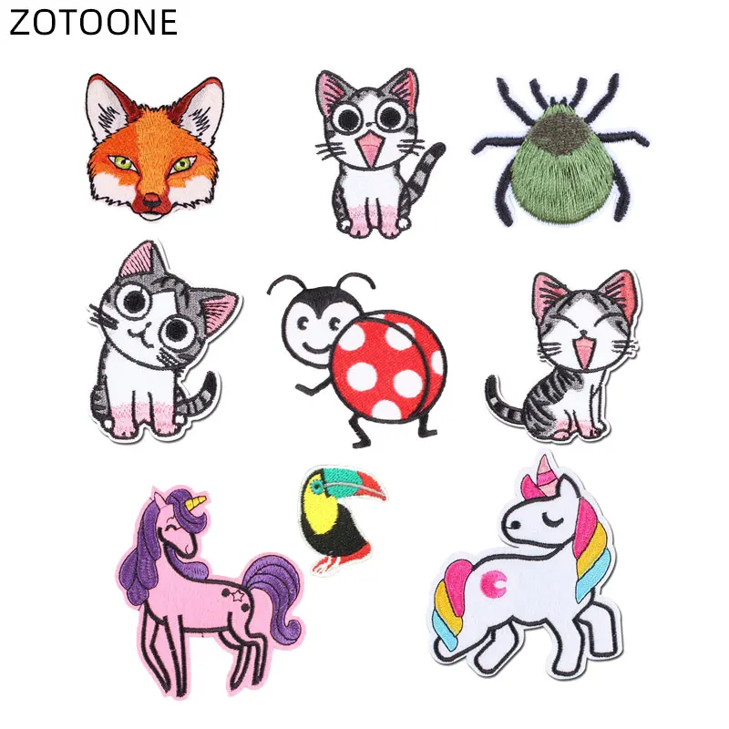 

ZOTOONE Sew on Embroidery Patches for Jackets Cute Cat Fox Heat Transfers DIY Stickers for Kids DIY Iron-on Patch Appliques D