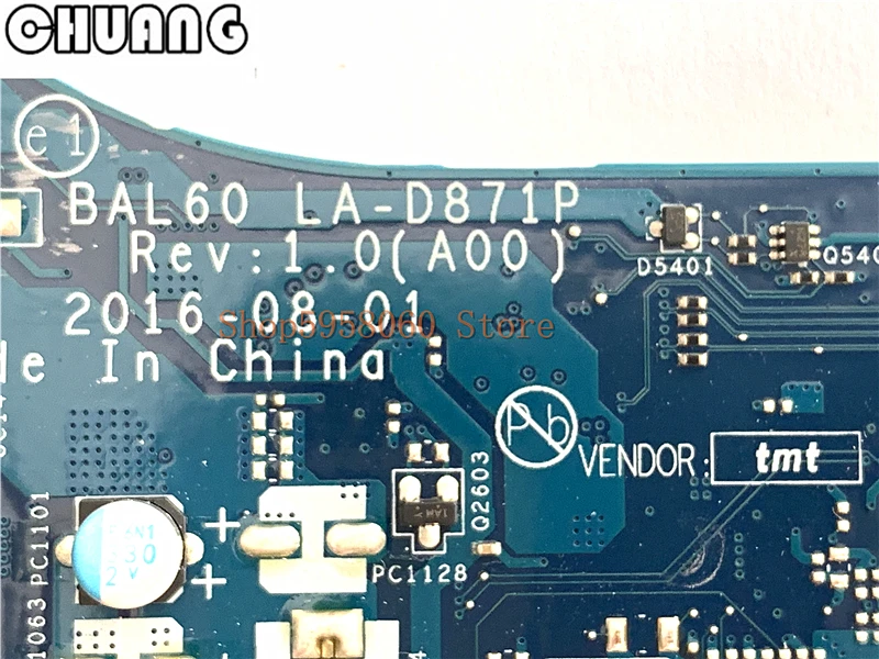 Для Dell Inspiron 5566 5468 материнская плата для ноутбука CN-0DMD9K 0DMD9K DMD9K BAL60 LA-D871P i3-7100u DDR4 100%