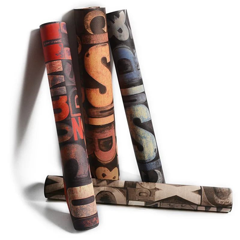 

Retro industrial wallpaper nostalgic American Internet bargraffitiEnglish letters personalized fashion background wall wallpaper