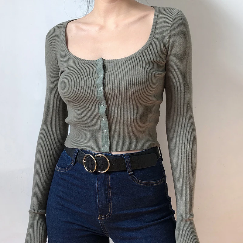 Женский изящный трикотажный кардиган с пуговицами глубоким вырезом и |