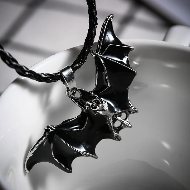 Вампир летучая мышь ожерелье Черное Ожерелье для женщин панк Готическая ночь