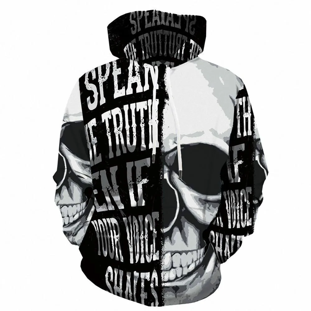 

2021 hot-selling science fiction skull dynamic fashion thriller predator series men and women 3D cool print casual hoodie