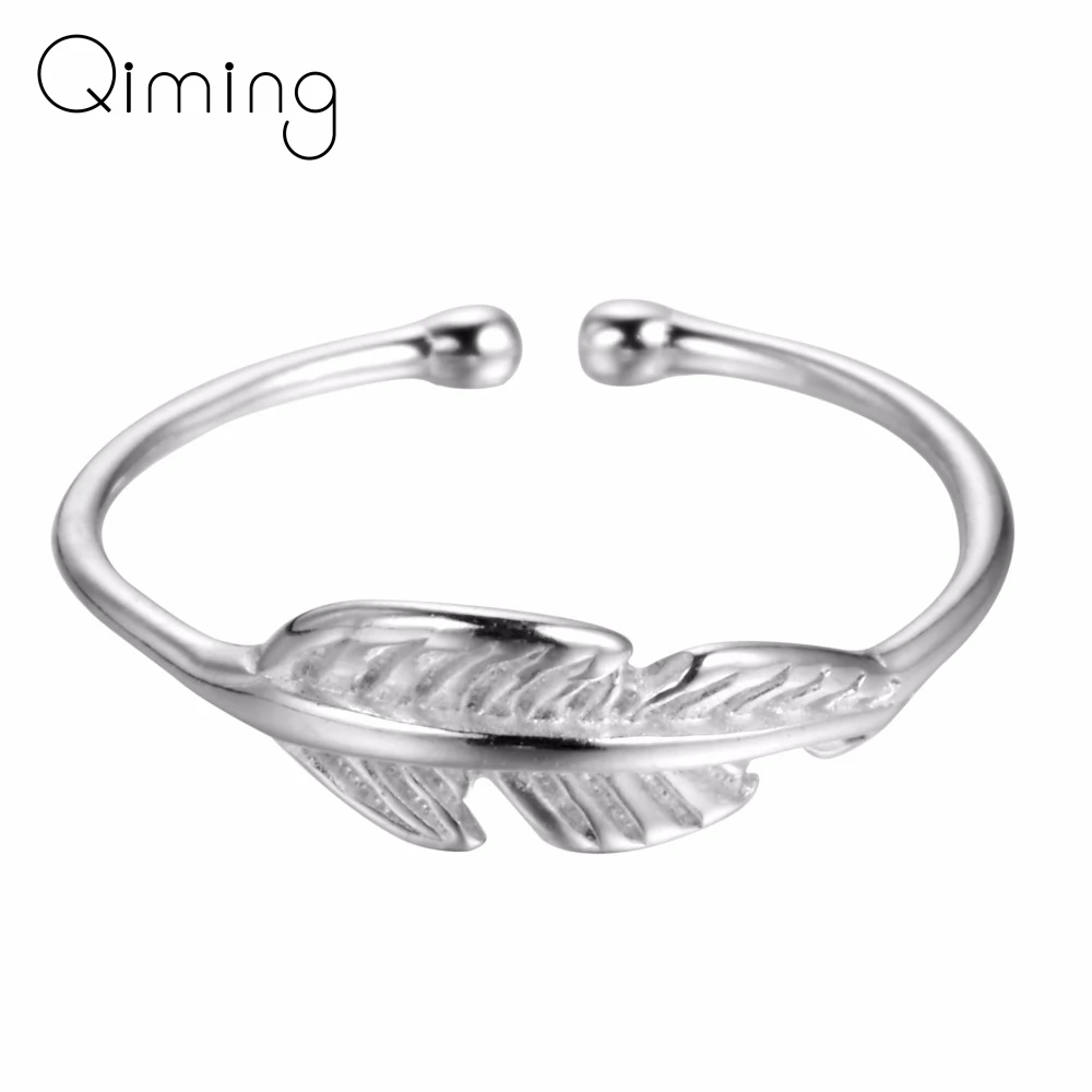 Винтажное женское кольцо с листьями ручной работы маленькие регулируемые