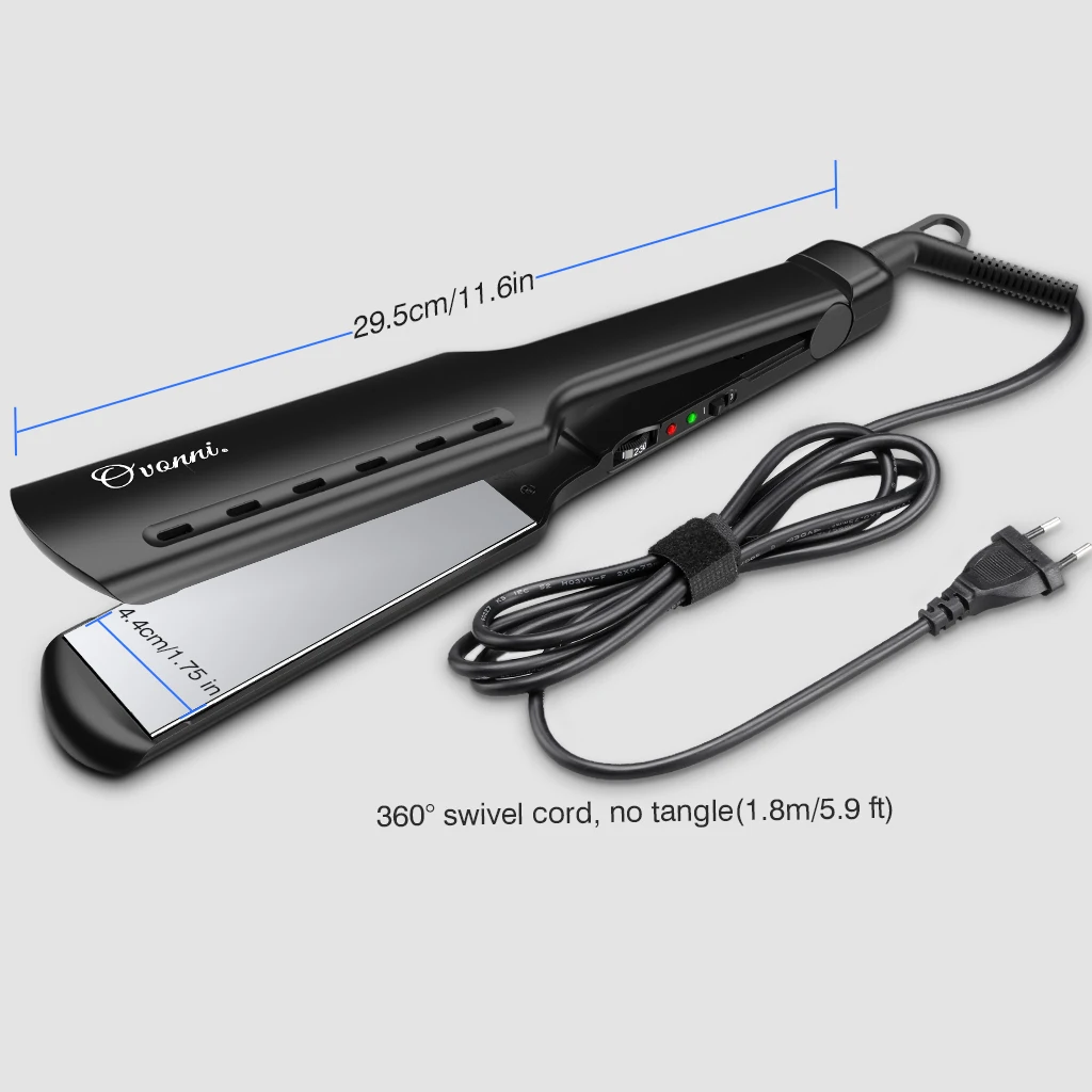 Black EU Plug Ovonni нано титановый выпрямитель для волос 150-230 градусов Цельсия регулируемая температура 100-240 В двойное напряжение 1,75 дюйма Ширина - Цвет: Black EU Plug