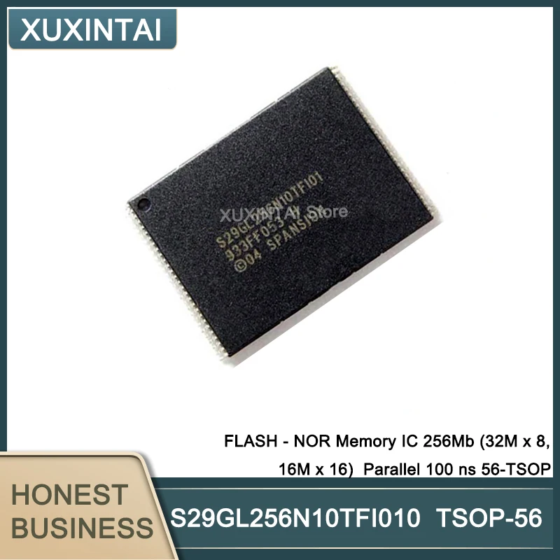 

10Pcs/Lot S29GL256N10TFI010 S29GL256N FLASH - NOR Memory IC 256Mb (32M x 8, 16M x 16) Parallel 100 ns 56-TSOP
