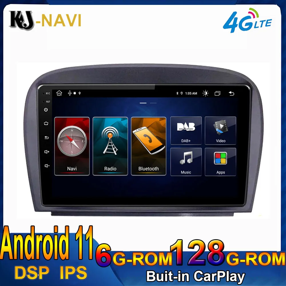 

9 дюймов DSP IPS Android 11 Автомобильный плеер GPS-навигация мультимедийное радио для Mercedes SL R230 SL350 SL500 SL55 SL600 SL65 2001-2007