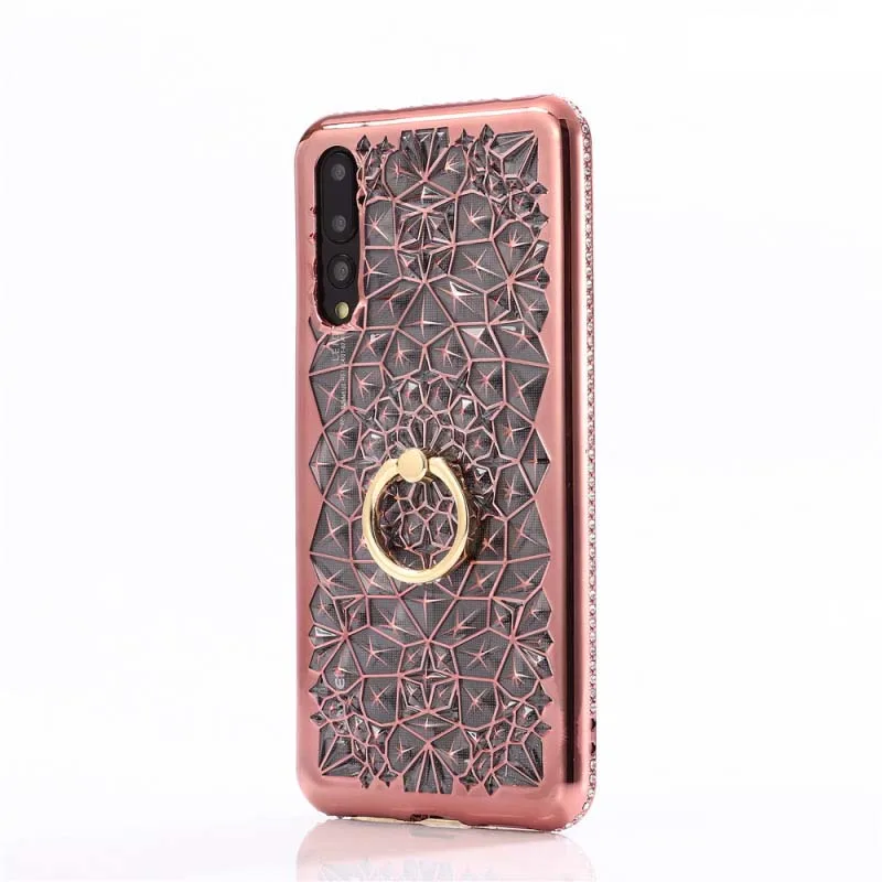 Luxury Phone Case for HUAWE P20 30 40 Pro Mate 20 Honor 10 Diamond Sun Flower Back Cover Ring Stand Finger Holder | Мобильные
