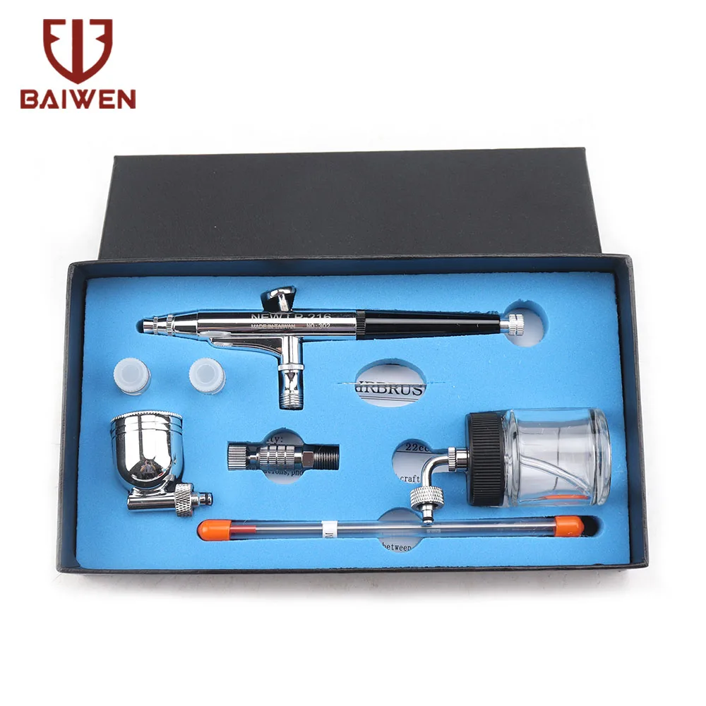 

Dual-Action Airbrush Compressor Kit Air Brush paint Spray Gun 0.2mm 0.3mm 0.5mm for Art car model Tattoo Nail Tools Set DIY Tool