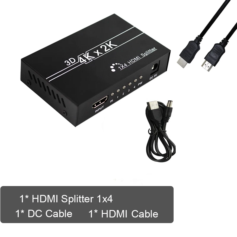 DC AND HDMI Full HD 1080P HDMI сплиттер 1x4 HDMI 1HDMI К 4 HDMI 1 в 4 Выход HDMI дистрибьютор с блоком питания для HDTV, DVD плеера, PS4 и т. Д - Цвет: DC AND HDMI