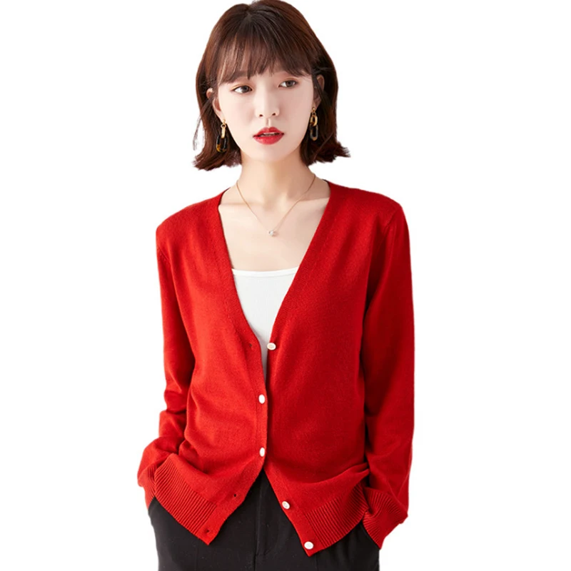 

Women Cardigan V Neck Solid Oversized Sweater Korean Fashion 21 Spring Pink Yellow Green Long Sleeve Sweaters Feminina LD1762