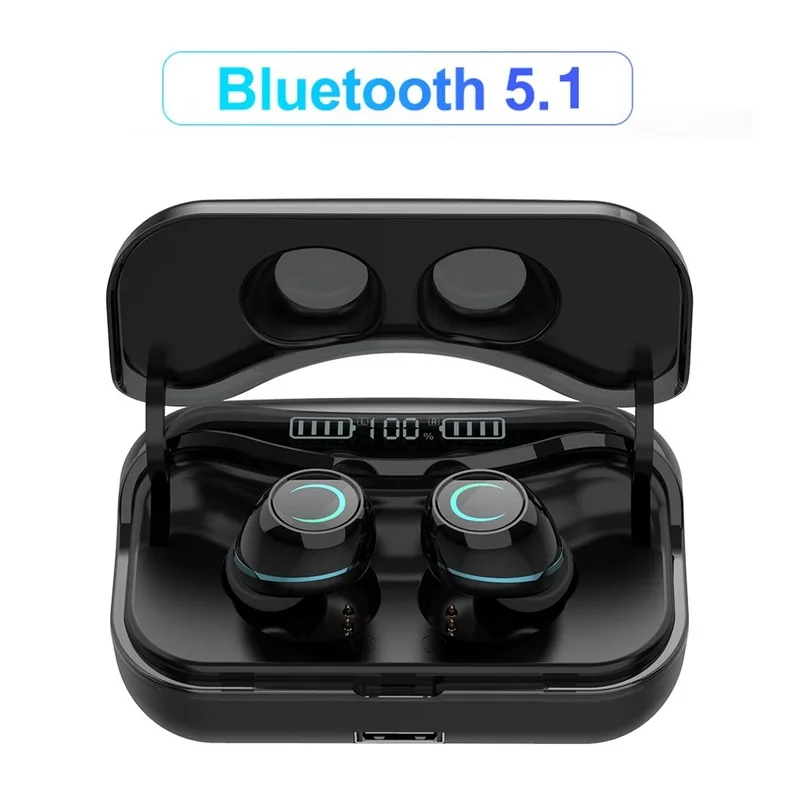 

Bluetooth 5.1 Headphones Wireless Touch High-Fidelity IPX7 Waterproof with LED Display Charging Case