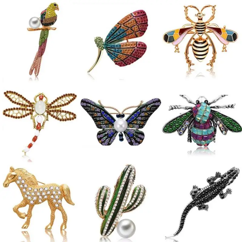 Женская Брошь с кристаллами жемчугом и КАКТУСОМ|Броши| |