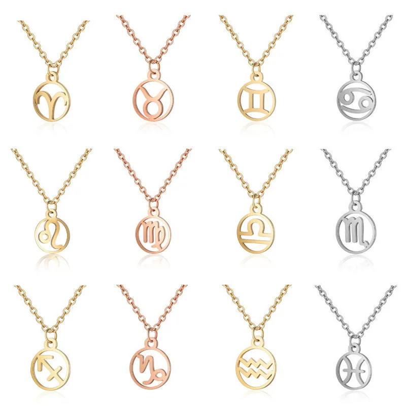 

BAECYT Stainless Steel Zodiac Sign Necklaces Pendants 12 Constellation Jewelry Virgo Leo Taurus Gemini Necklace Women Collar