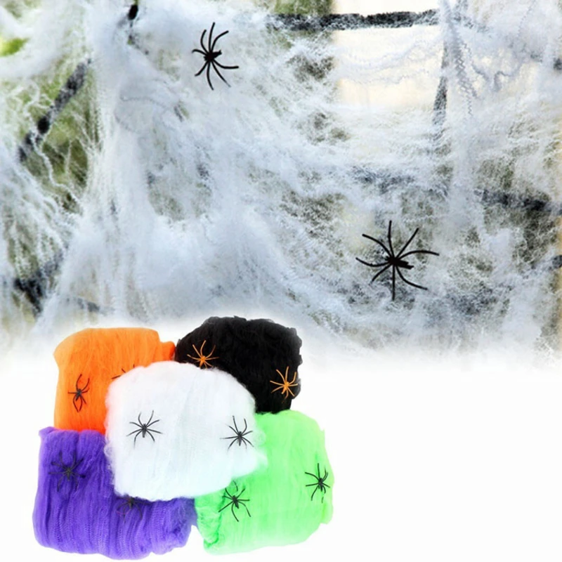 

Spider Web Halloween Decoration Scary Party Supplies White Stretchy Cobweb Horror For Bar House Home Decora Accessories