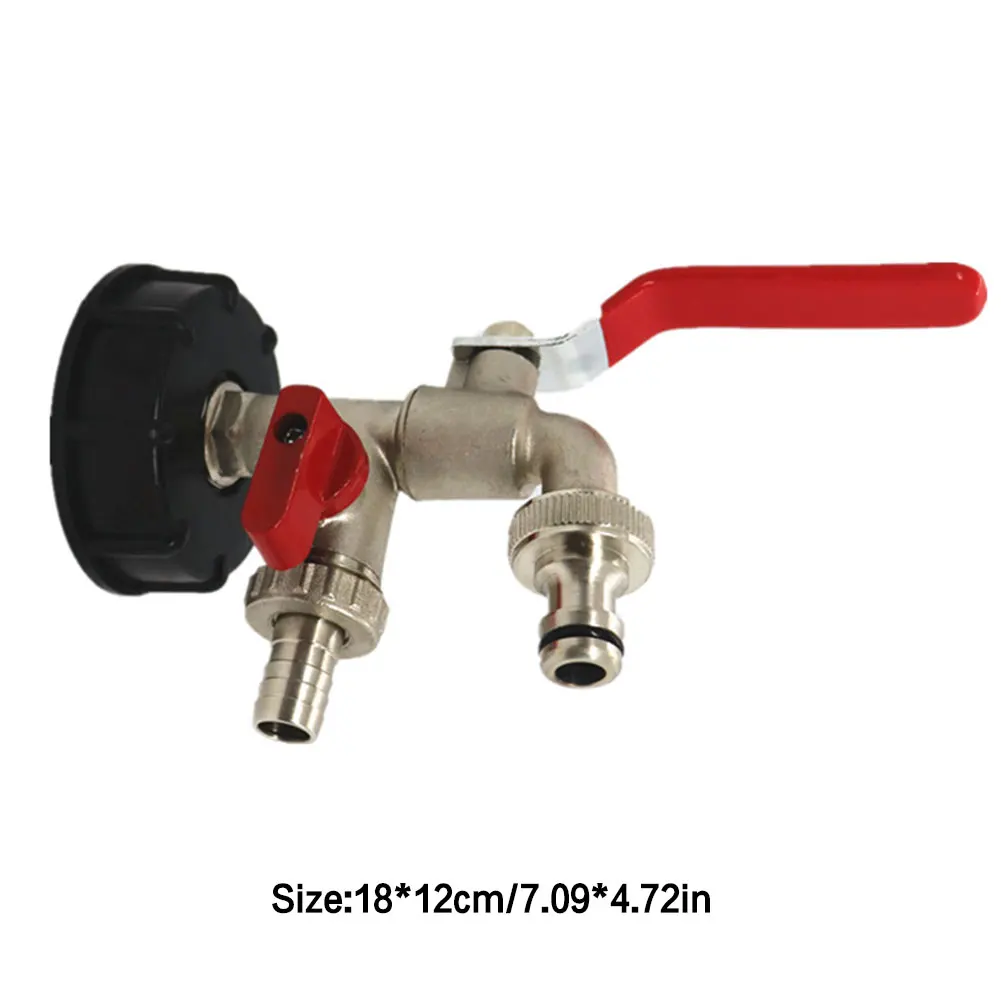 

IBC Tank Adapter S60X6 Brass Tap Faucet Connector Replacement Parts With Dual Heads To Brass Garden Hose Fitting Oil Fuel Water