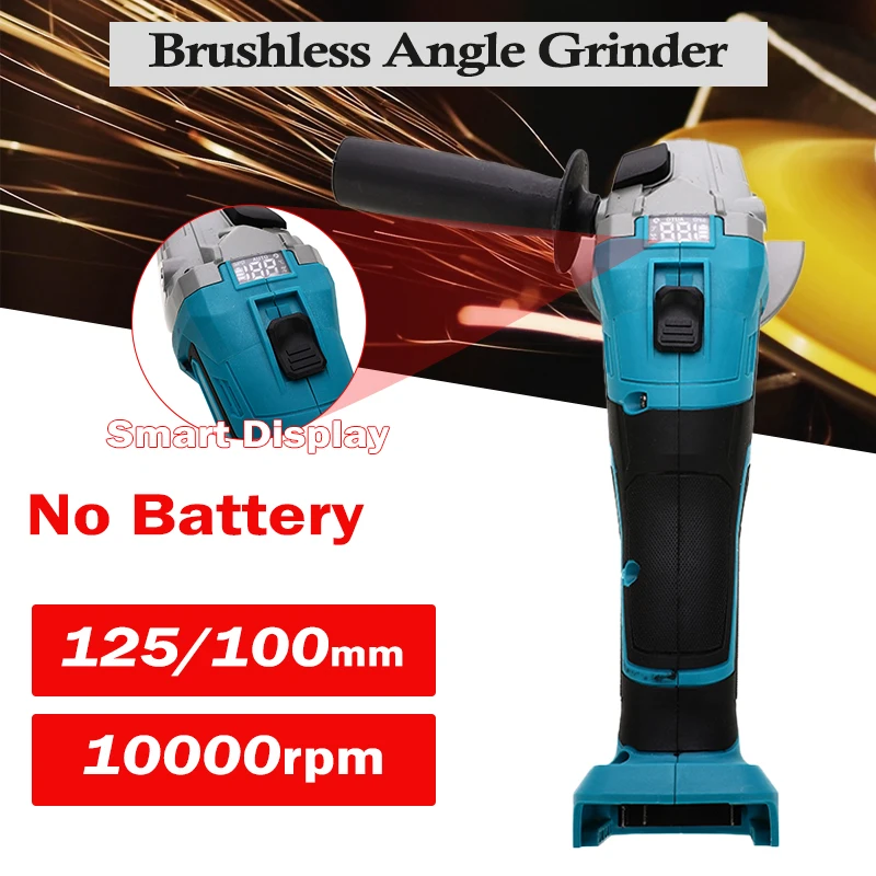 125/100mm Brushless Electric Angle Grinder Grinding Machine Cordless Woodworking Metal Cutting Power Tool For Makita Battery 18V
