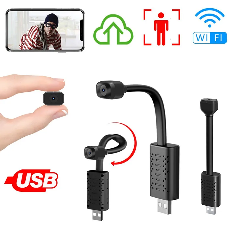 

U22 1080P Mini Smart Nanny Wifi USB Night Vision Camera Real-time Surveillance Camera Motion Detection Support 128GTF Card