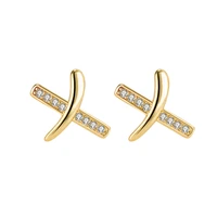 womens minimalist tiny cartilage stud earring cross shiny micro crystal paved small piercing earring stud accessories jewelry