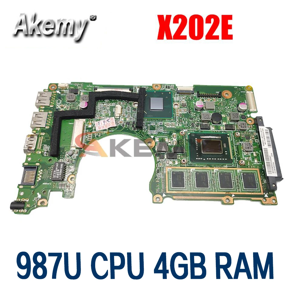 

Материнская плата Akemy X202E для ноутбука, процессор 987U, 4 Гб ОЗУ, для asus S200E, X202EP, X202EV, X202E, материнская плата для ноутбука, протестированная на 100%