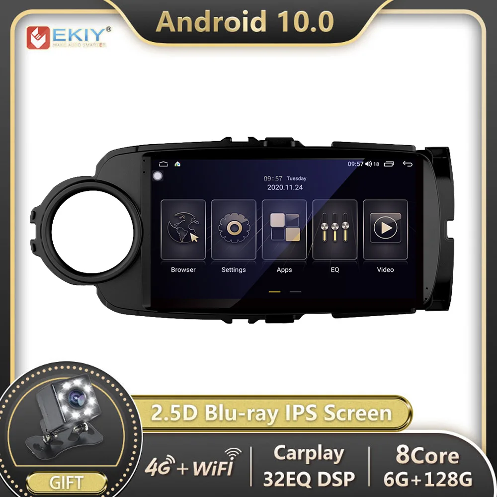 

Автомагнитола EKIY, 6G, 128G, DSP, для Toyota Yaris 2012-2017, Android 10, мультимедиа, Blu-ray, IPS экран, навигация, GPS, автомагнитола, стерео