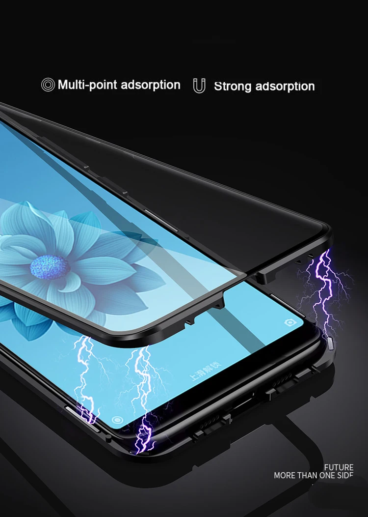 Встроенный Магнитный чехол стеклянный адсорбционный для Xiaomi Redmi Note 7 Pro передняя и