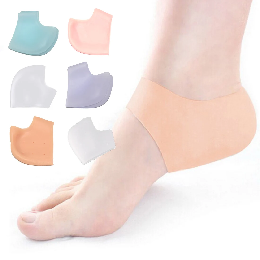 

2Pcs/1Pair Silicone Heel protector Feet Care Socks with Hole Heel Protection Anti-crack Foot Skin Care Protectors Foot Protector