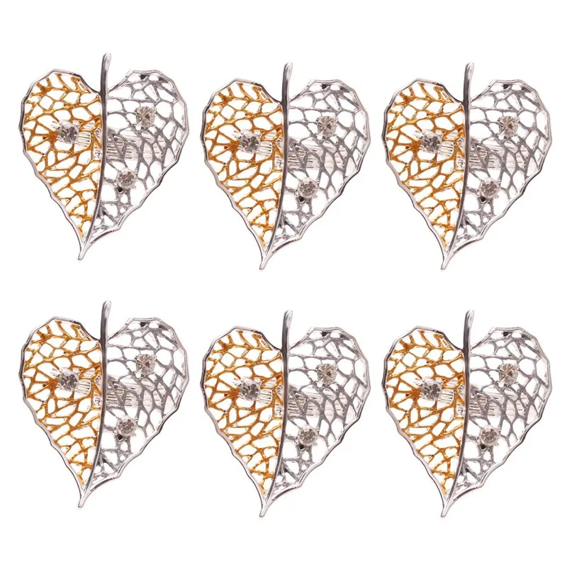 

6pcs/set Valentine's Day Hollow Leaf Napkin Ring Napkin Buckle Holders Wedding Party Dinner Christmas Table Decoration