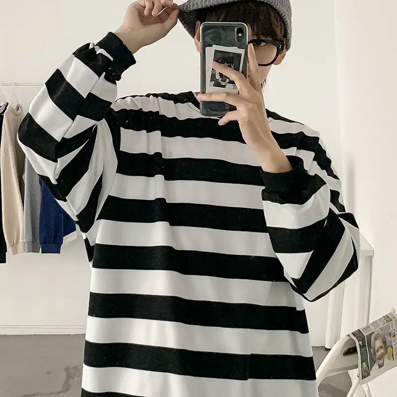 Свитшот мужской повседневный в полоску уличная одежда для подростков Топ с