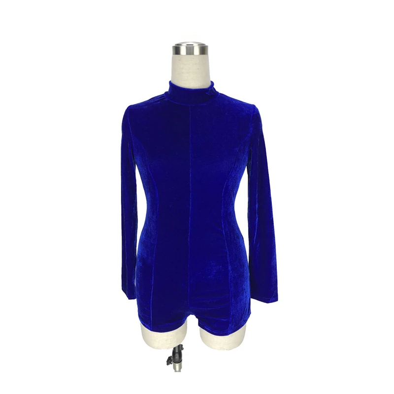 

Autumn Sexy Women Velvet Playsuits Bodycon Warm Romper Solid Color Ladies Long Sleeve O-Neck Skinny Playsuits Fashion Rompers