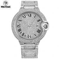 pintime quartz watch men women luxury full diamond hip hop iced out watches roman numeral man wrist watch clock male wristwatch