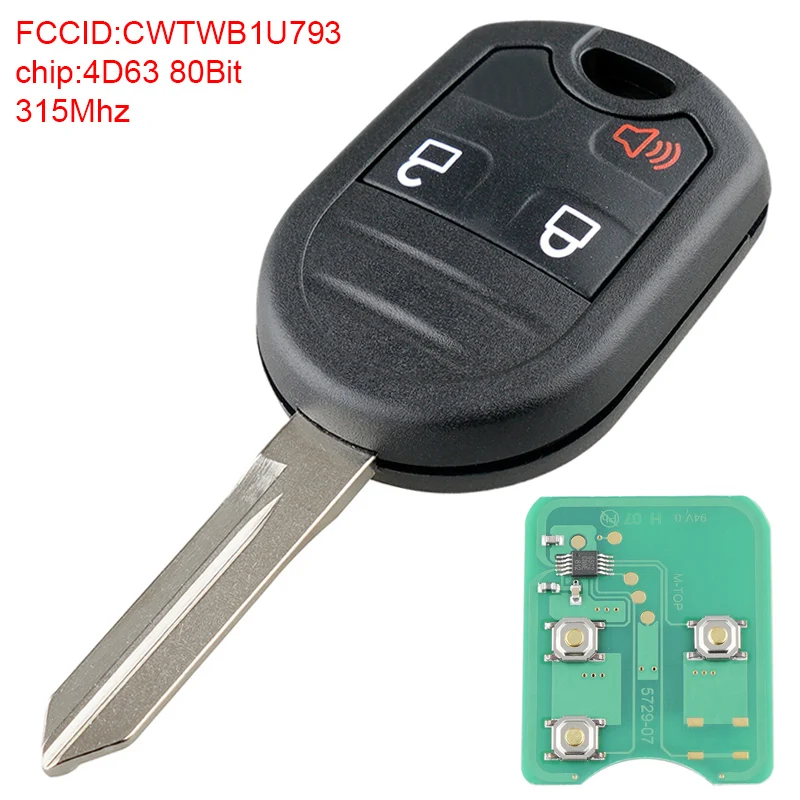 

315MHz 3 Buttons Remote Keyless Entry Remote Key Fob Car Key 4D63 80Bit Chip M3N5WY72XX Fit for 2011 2012 2013 2014 Ford F150