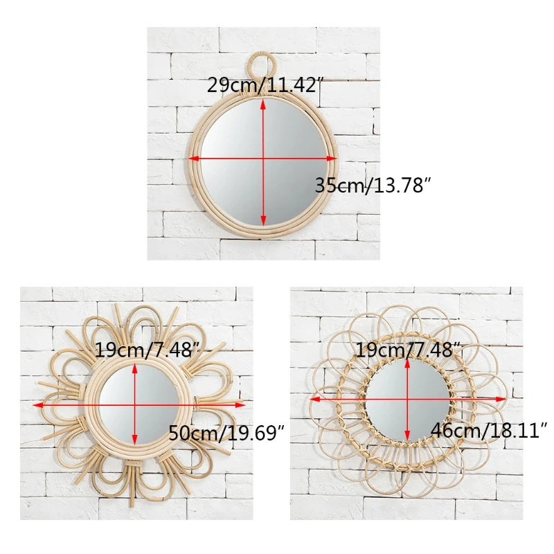 

Rattan Innovative Art Homestay Decoration Makeup Mirror Dressing Bathroom Wall Hanging Mirrors