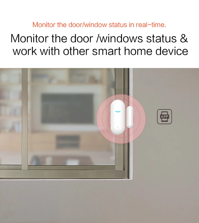 Tuya WiFi door sensor smart open/close detector Smartlife APP window home security anti-theft device | Безопасность и защита