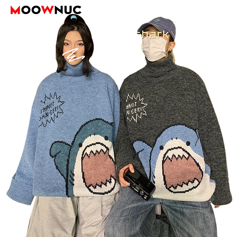 

Мужская водолазка в стиле Харадзюку, серая водолазка оверсайз с высоким воротником в Корейском стиле, Осень-зима 2022