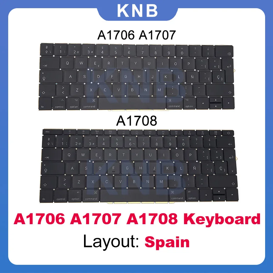 

Совершенно новая испанская клавиатура A1706 A1707 ES для Macbook Pro 13 "A1708 SP, замена испанской клавиатуры 2016 2017