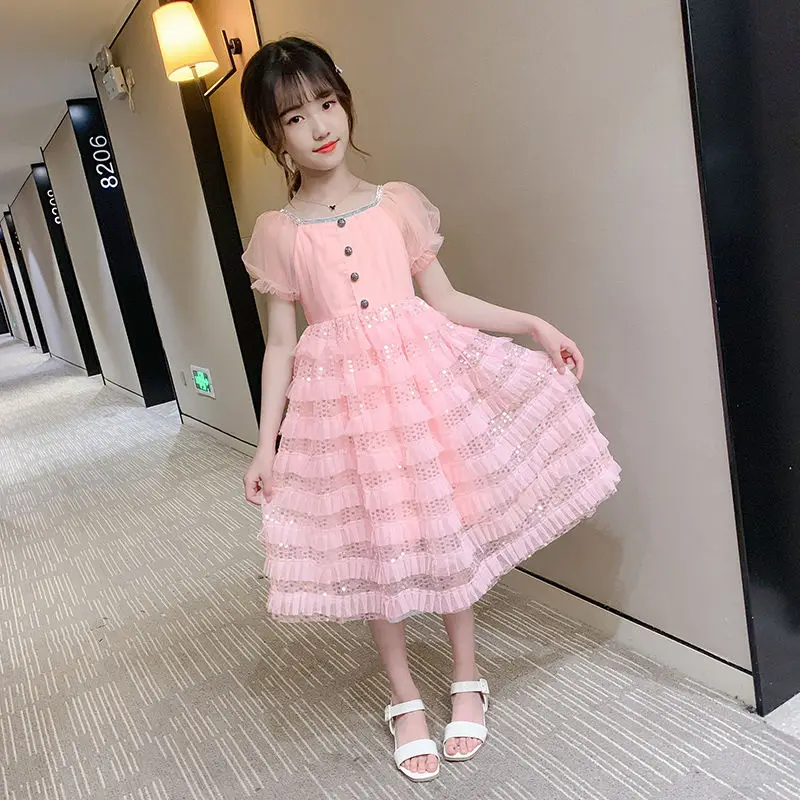 

New 2021 Summer Fashion Baby Girl Dresses Short Sleeve Princess Kids Sweet Dress Children Girls Clothing Casual Vestidos Q43