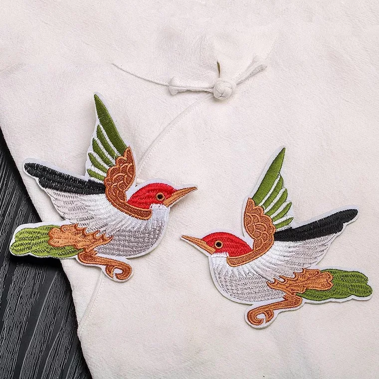 1 пара красивых птиц утюгом нашивки вышивка аппликация нашивка для одежды DIY