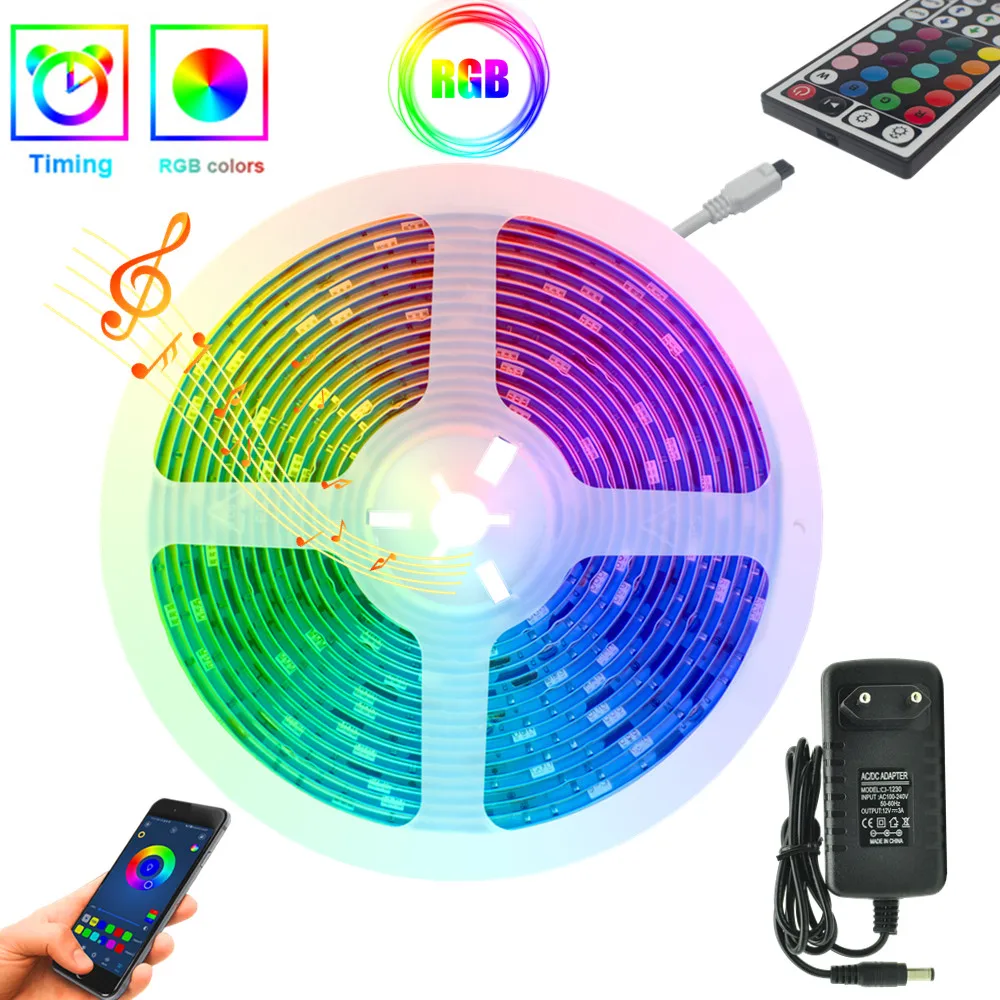 

LED Strips Lights RGB 5050 2835 Flexible Ribbon Color changing Light Tape Diode DC 12V Controller Control For Home Room decora