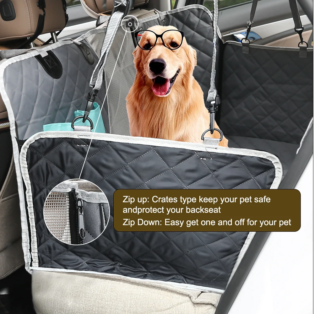 Verkauf Hund Träger Auto Zurück Sitz Abdeckung 100% Wasserdichte Haustier Katze Reise Matte Mesh Klapp Hängematte Kissen Protector Mit Zipper Tasche