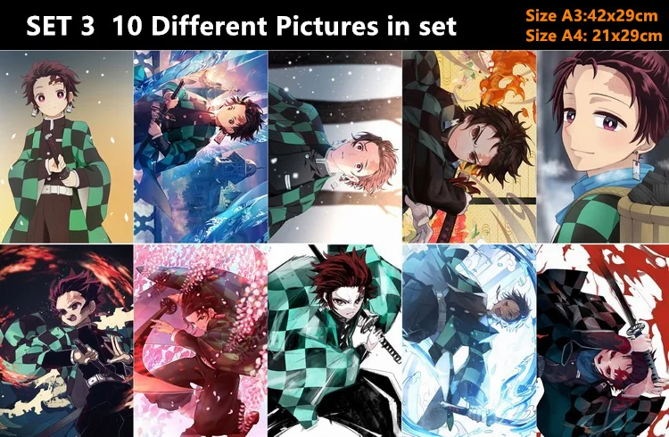 10 шт./лот Аниме Убийца демонов: Kimetsu no Yaiba постер наклейка открытка игрушка